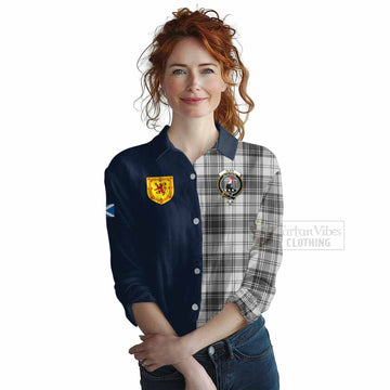 Glen Tartan Women's Casual Shirt Alba with Scottish Lion Royal Arm Half Style