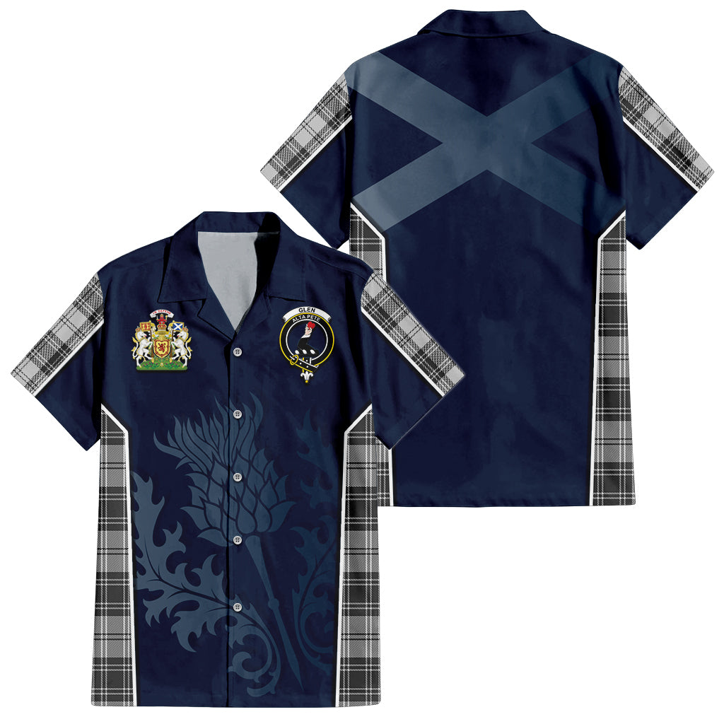 Tartan Vibes Clothing Glen Tartan Short Sleeve Button Up Shirt with Family Crest and Scottish Thistle Vibes Sport Style
