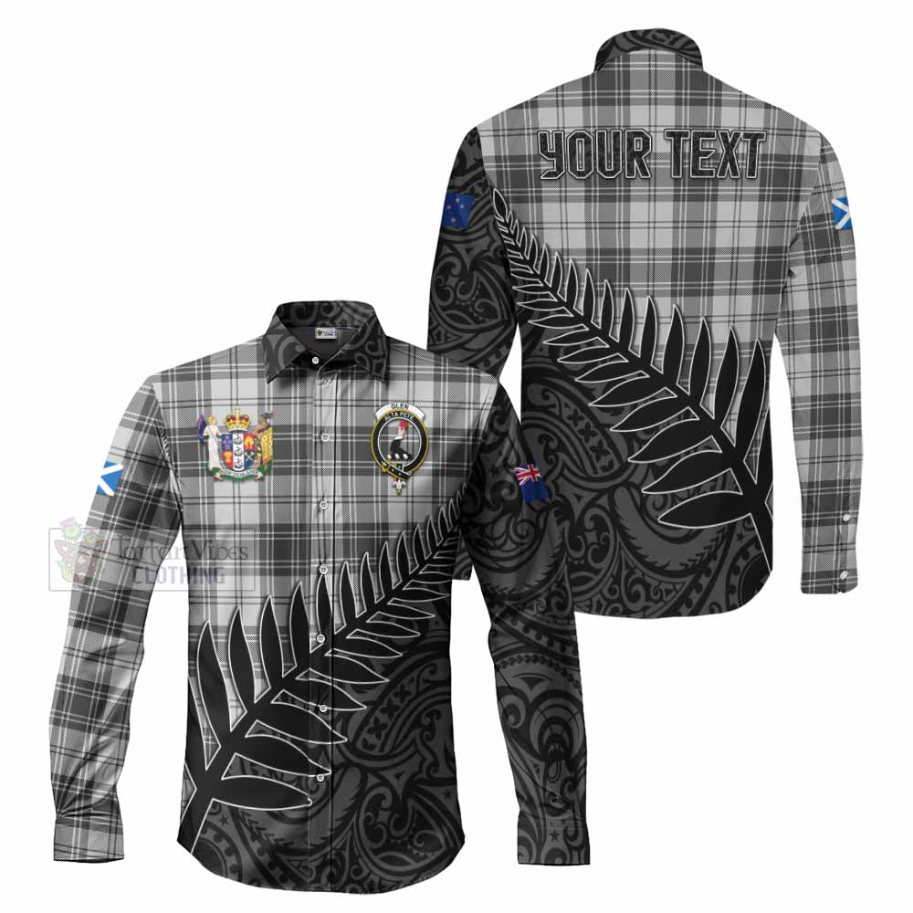 Tartan Vibes Clothing Glen Crest Tartan Long Sleeve Button Shirt with New Zealand Silver Fern Half Style