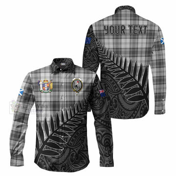 Glen Crest Tartan Long Sleeve Button Shirt with New Zealand Silver Fern Half Style