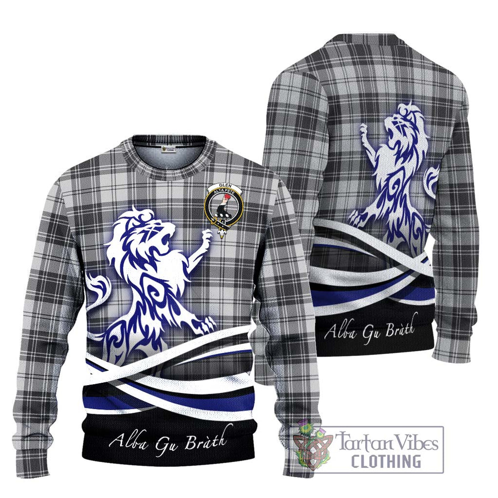 Glen Tartan Knitted Sweater with Alba Gu Brath Regal Lion Emblem Unisex - Tartanvibesclothing Shop