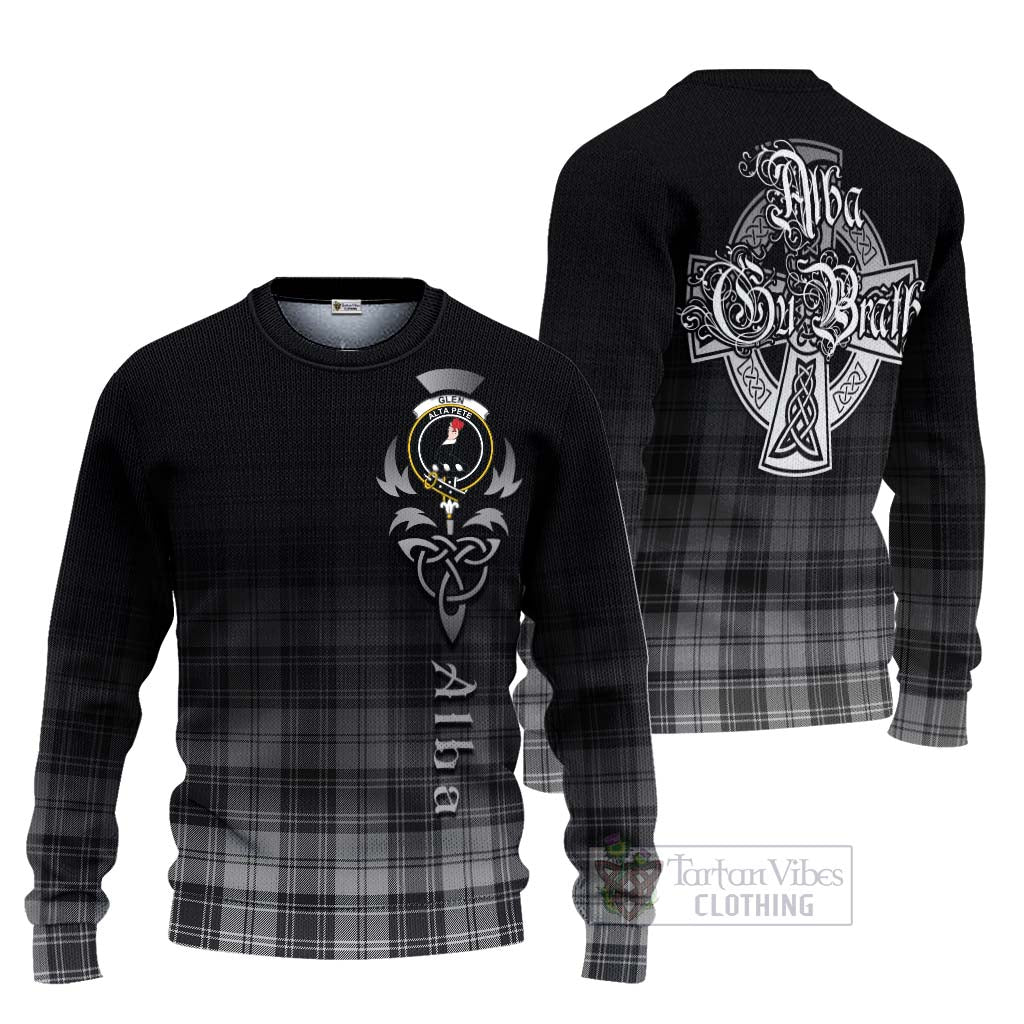 Tartan Vibes Clothing Glen Tartan Knitted Sweater Featuring Alba Gu Brath Family Crest Celtic Inspired