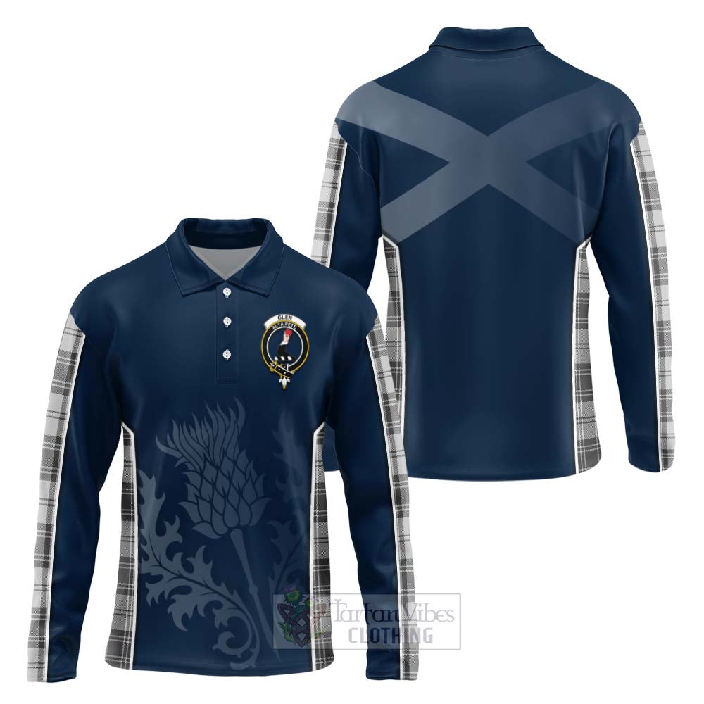 Tartan Vibes Clothing Glen Tartan Long Sleeve Polo Shirt with Family Crest and Scottish Thistle Vibes Sport Style