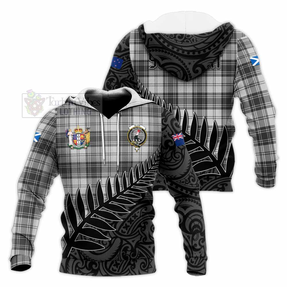 Tartan Vibes Clothing Glen Crest Tartan Knitted Hoodie with New Zealand Silver Fern Half Style