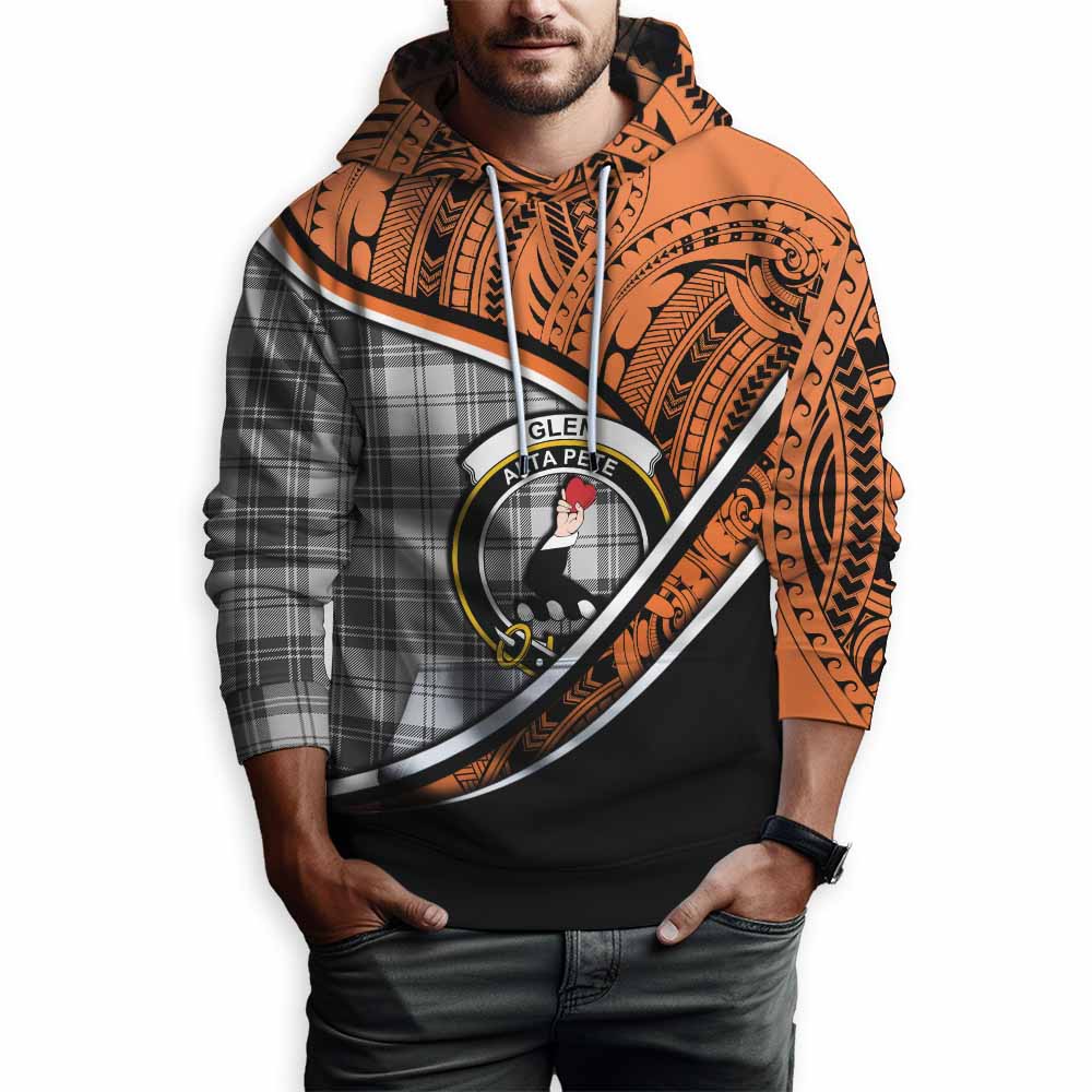 Tartan Vibes Clothing Glen Crest Tartan Hoodie with Maori Tattoo Style - Orange Version