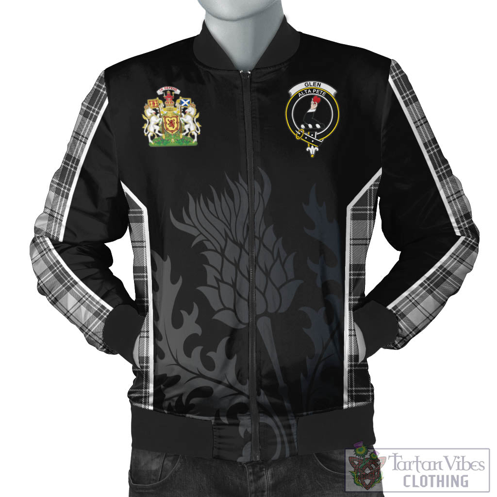 Tartan Vibes Clothing Glen Tartan Bomber Jacket with Family Crest and Scottish Thistle Vibes Sport Style