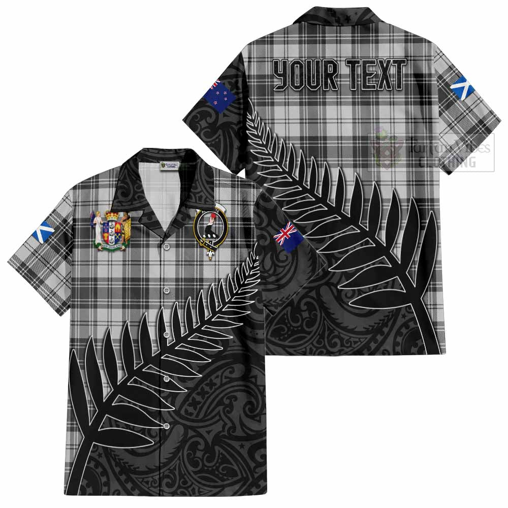 Tartan Vibes Clothing Glen Crest Tartan Short Sleeve Button Shirt with New Zealand Silver Fern Half Style