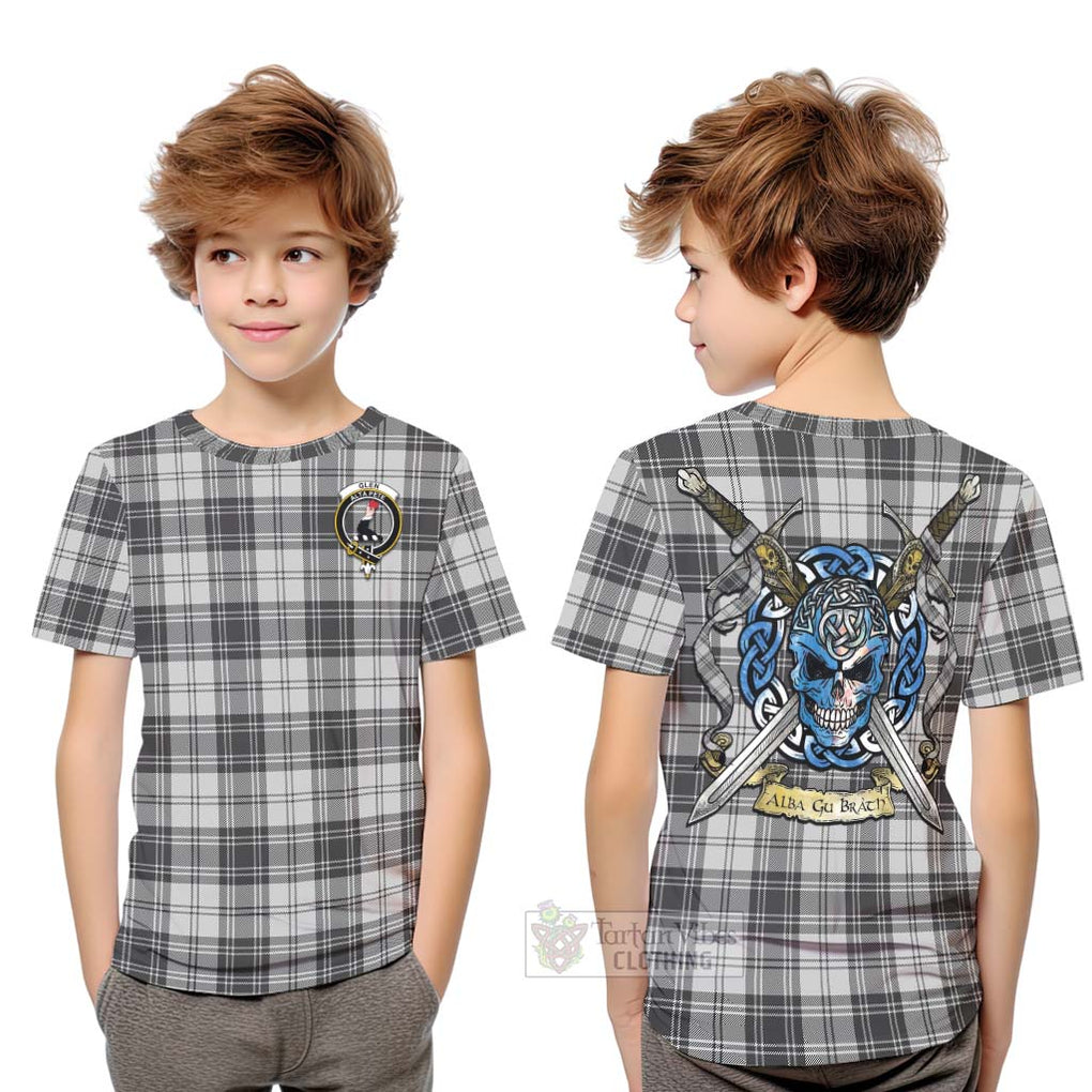 Tartan Vibes Clothing Glen Tartan Kid T-Shirt with Family Crest Celtic Skull Style