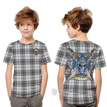 Glen Tartan Kid T-Shirt with Family Crest Celtic Skull Style