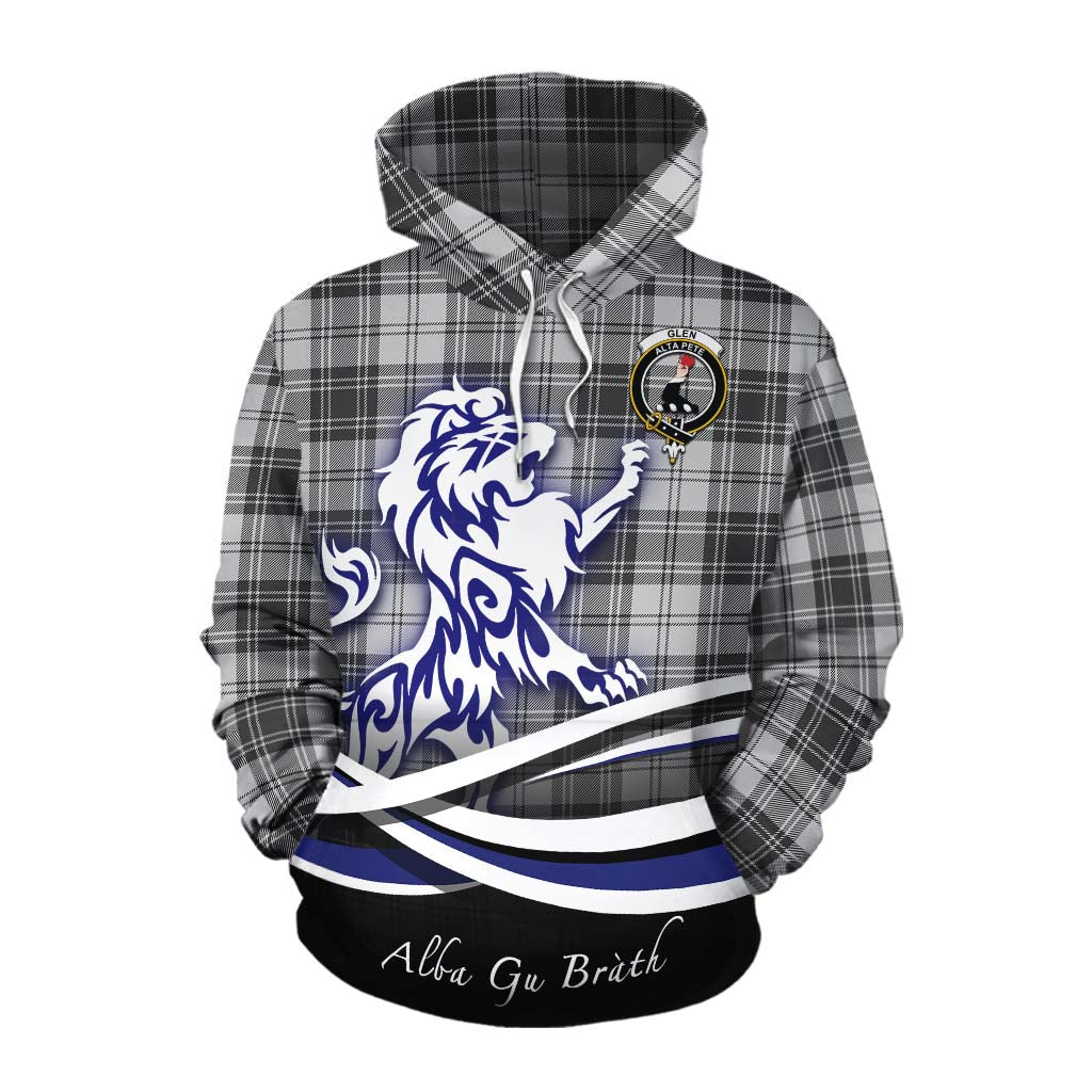 Tartan Vibes Clothing Glen Tartan Cotton Hoodie with Alba Gu Brath Regal Lion Emblem