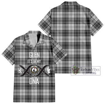 Glen Tartan Short Sleeve Button Shirt with Family Crest DNA In Me Style