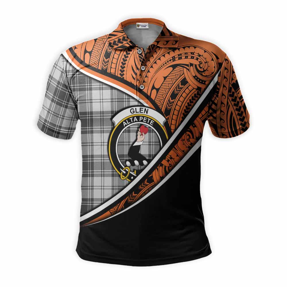 Tartan Vibes Clothing Glen Crest Tartan Polo Shirt with Maori Tattoo Style - Orange Version