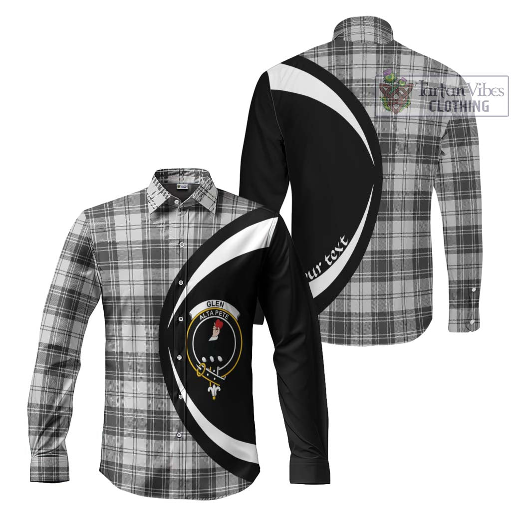 Glen Tartan Long Sleeve Button Up with Family Crest Circle Style Men's Shirt S - Tartan Vibes Clothing