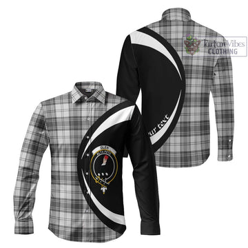 Glen Tartan Long Sleeve Button Up with Family Crest Circle Style