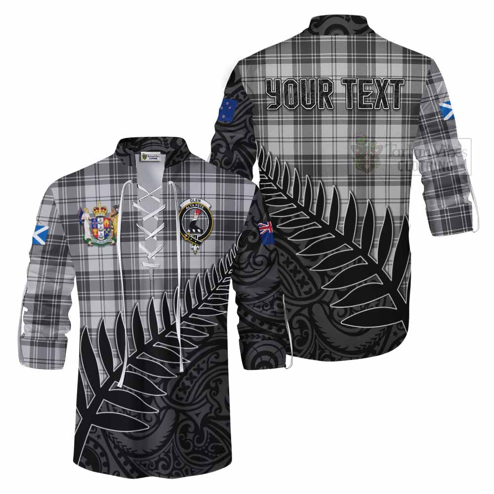 Tartan Vibes Clothing Glen Crest Tartan Ghillie Kilt Shirt with New Zealand Silver Fern Half Style