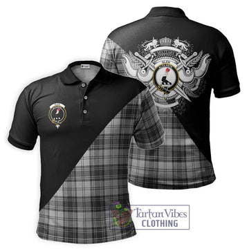 Glen Tartan Polo Shirt with Family Crest and Military Logo Style