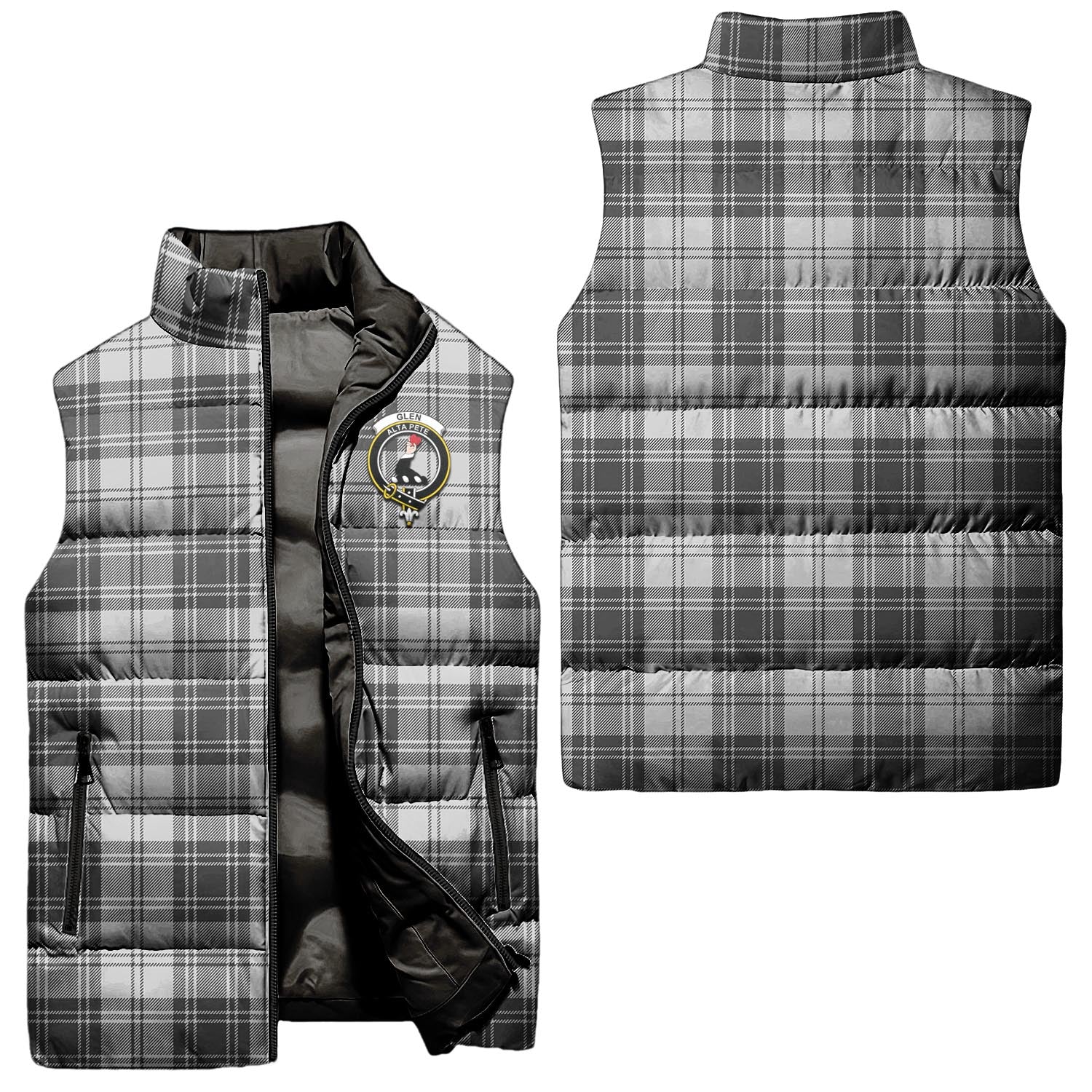 Glen Tartan Sleeveless Puffer Jacket with Family Crest Unisex - Tartanvibesclothing