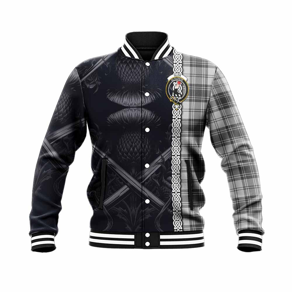 Tartan Vibes Clothing Glen Tartan Baseball Jacket with Family Crest Cross Sword Thistle Celtic Vibes