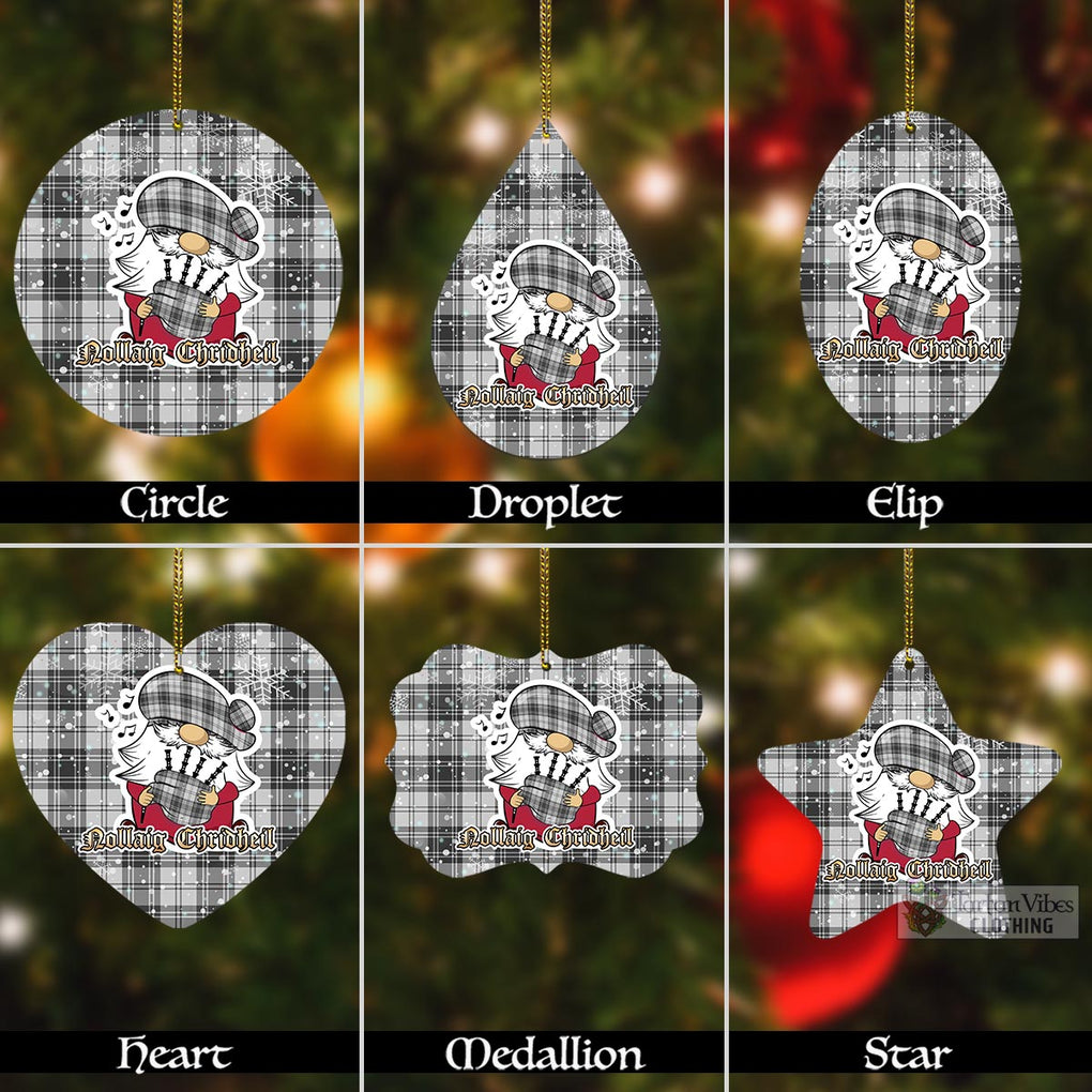 Tartan Vibes Clothing Glen Tartan Christmas Aluminium Ornament with Gnome Playing Bagpipes