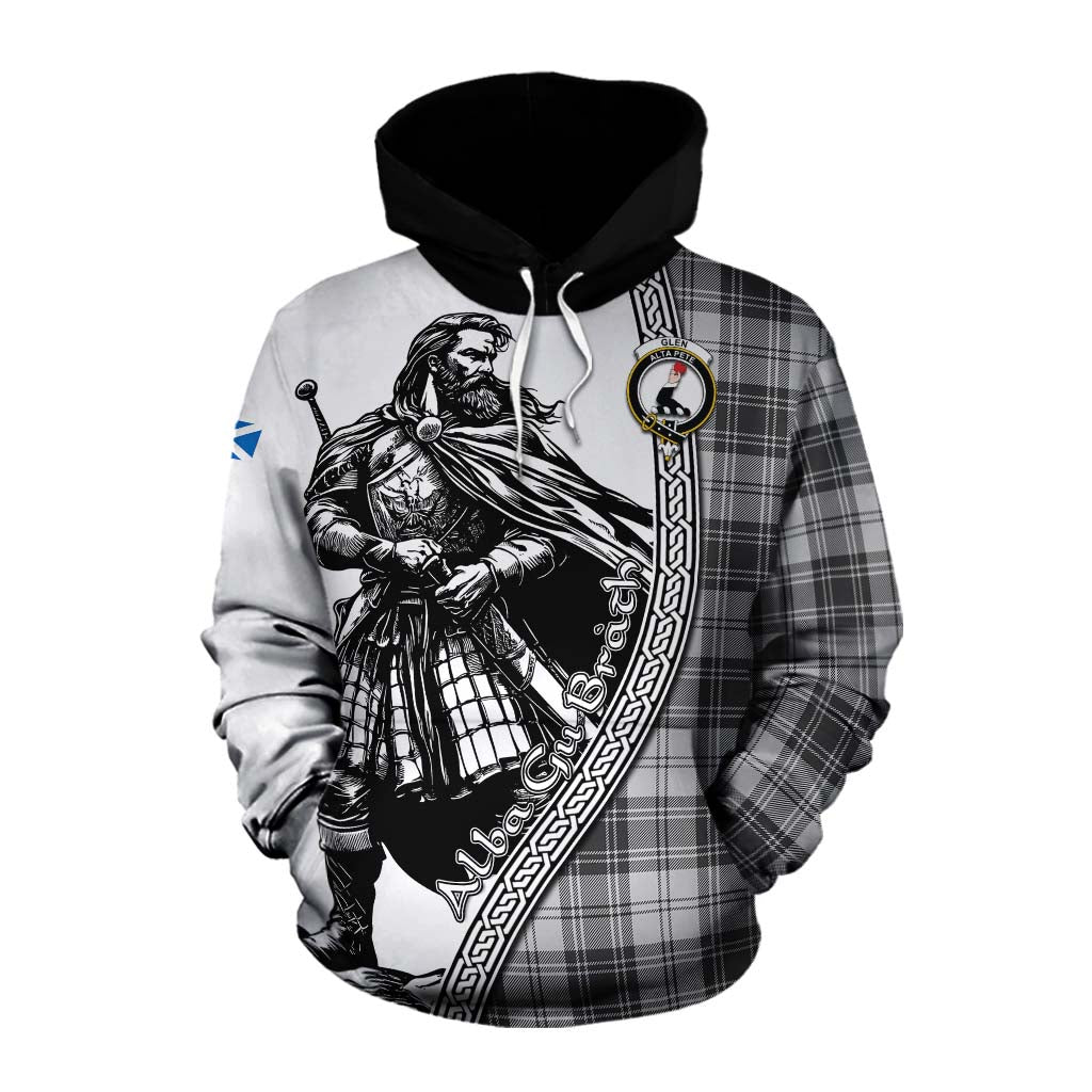 Tartan Vibes Clothing Glen Tartan Clan Crest Cotton Hoodie with Highlander Warrior Celtic Style