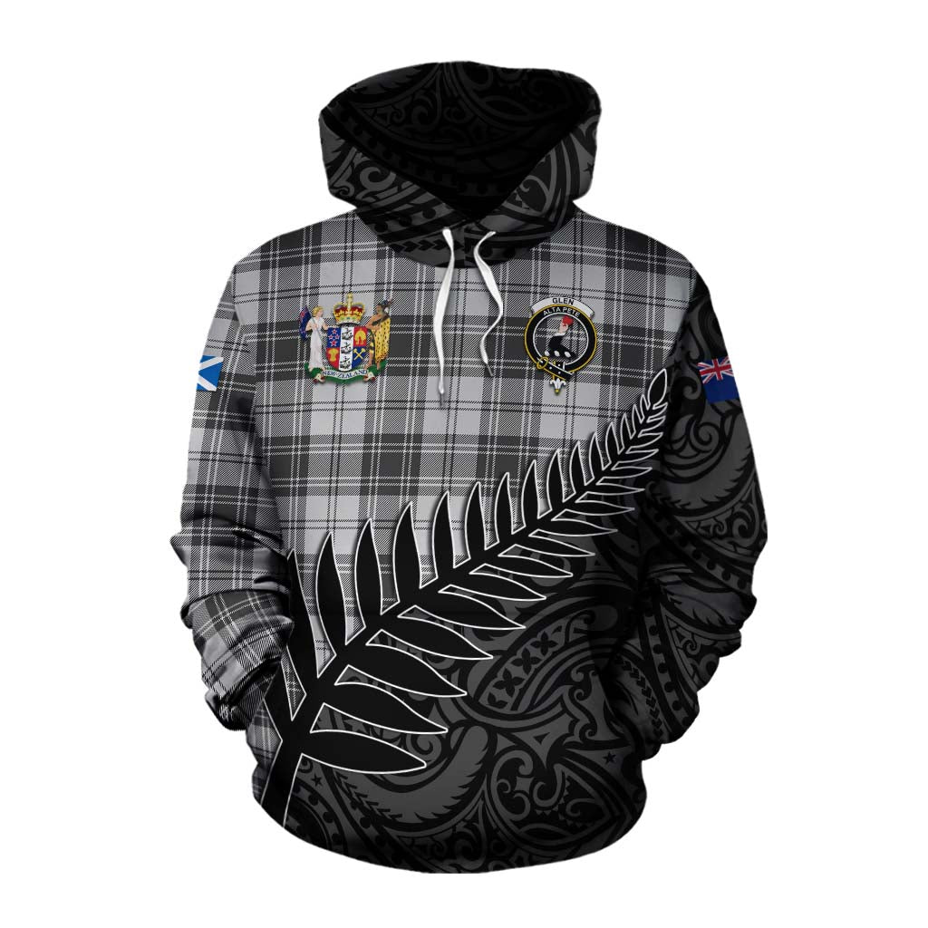 Tartan Vibes Clothing Glen Crest Tartan Cotton Hoodie with New Zealand Silver Fern Half Style