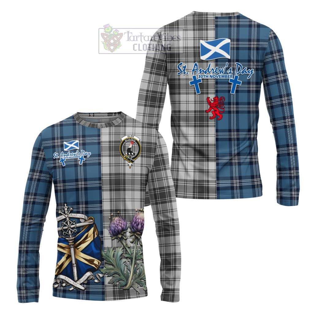 Tartan Vibes Clothing Glen Tartan Long Sleeve T-Shirt Happy St. Andrew's Day Half Tartan Style