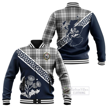 Glen Tartan Baseball Jacket Featuring Thistle and Scotland Map