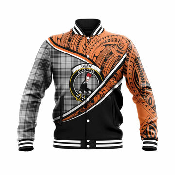 Glen Crest Tartan Baseball Jacket with Polynesian Vibes Style - Orange Version