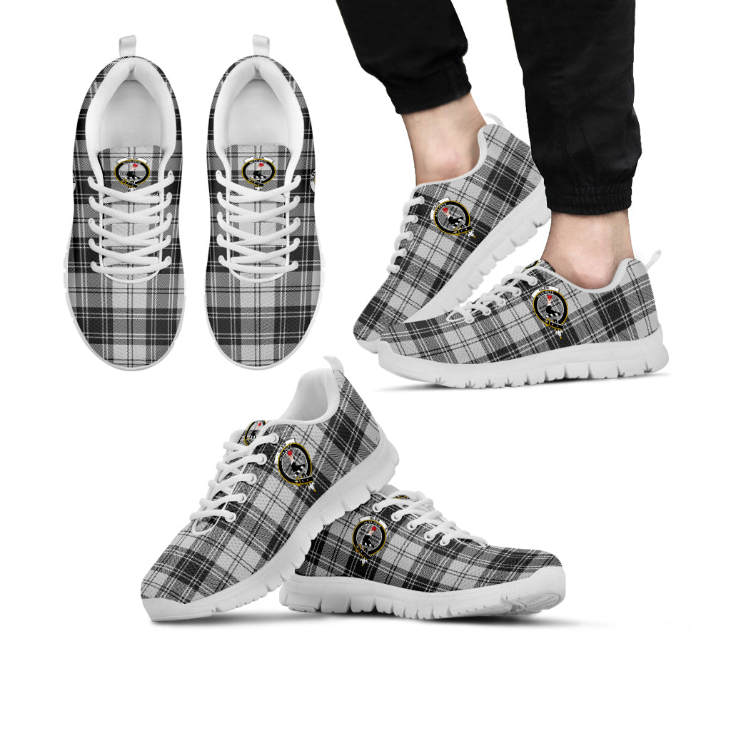 Glen Tartan Sneakers with Family Crest Kid's Sneakers - Tartan Vibes Clothing