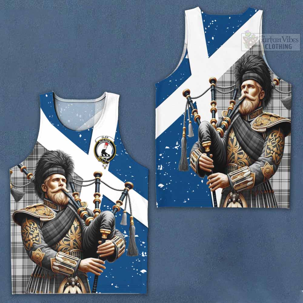 Glen Tartan Men's Tank Top with Family Crest Scottish Bagpiper Vibes