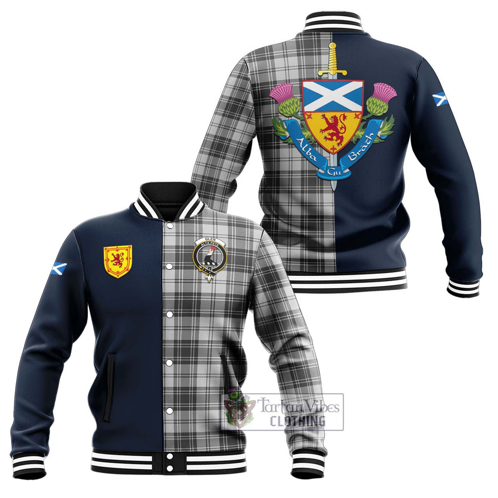 Tartan Vibes Clothing Glen Tartan Baseball Jacket with Scottish Lion Royal Arm Half Style