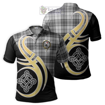 Glen Tartan Polo Shirt with Family Crest and Celtic Symbol Style