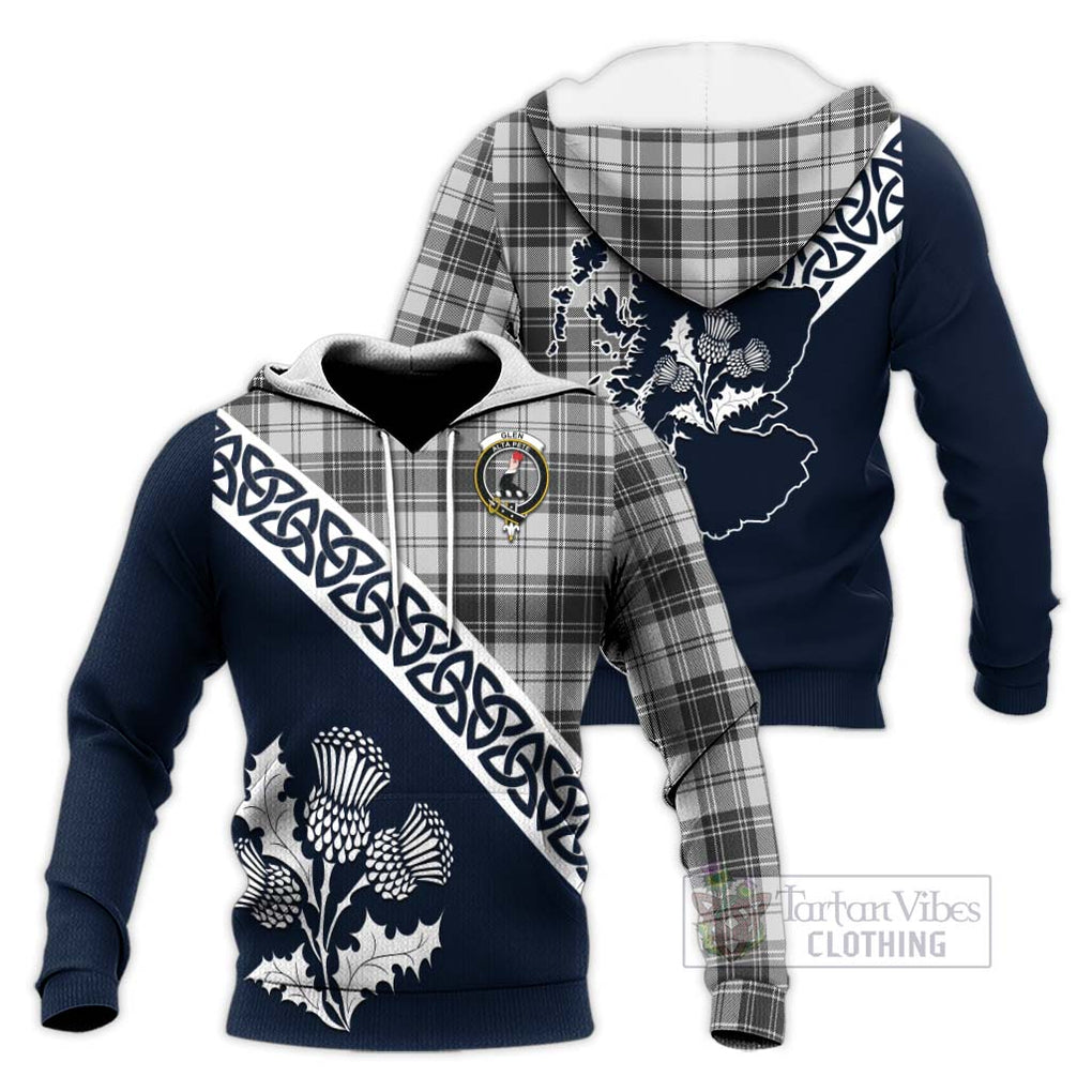 Tartan Vibes Clothing Glen Tartan Knitted Hoodie Featuring Thistle and Scotland Map