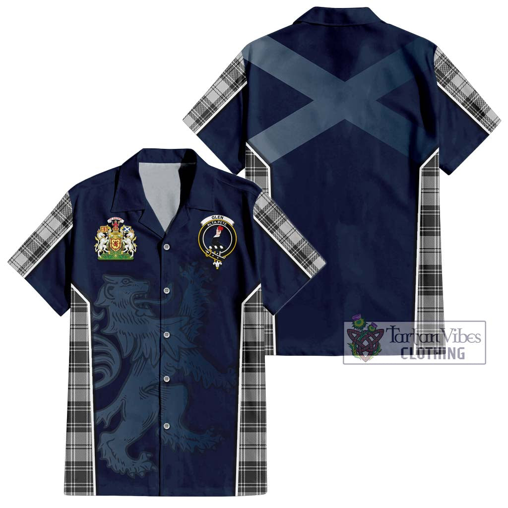 Tartan Vibes Clothing Glen Tartan Short Sleeve Button Shirt with Family Crest and Lion Rampant Vibes Sport Style