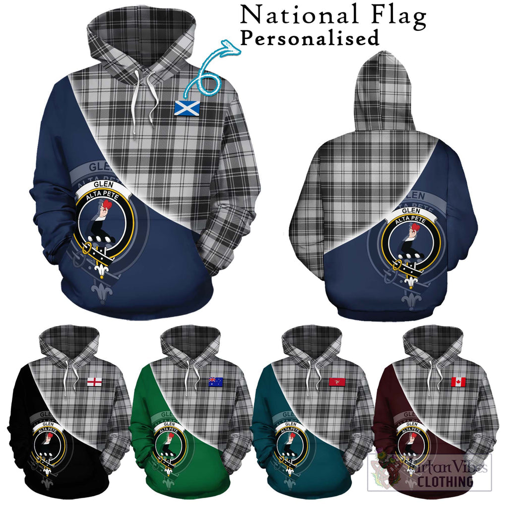 Glen Tartan Hoodie with Personalised National Flag and Family Crest Half Style Zip Hoodie - Tartanvibesclothing Shop