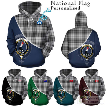 Glen Tartan Hoodie with Personalised National Flag and Family Crest Half Style