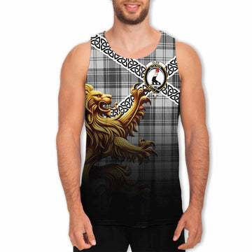 Glen Crest Tartan Men's Tank Top with Golden Lion Emblem Celtic Style Men - Tartan Vibes Clothing