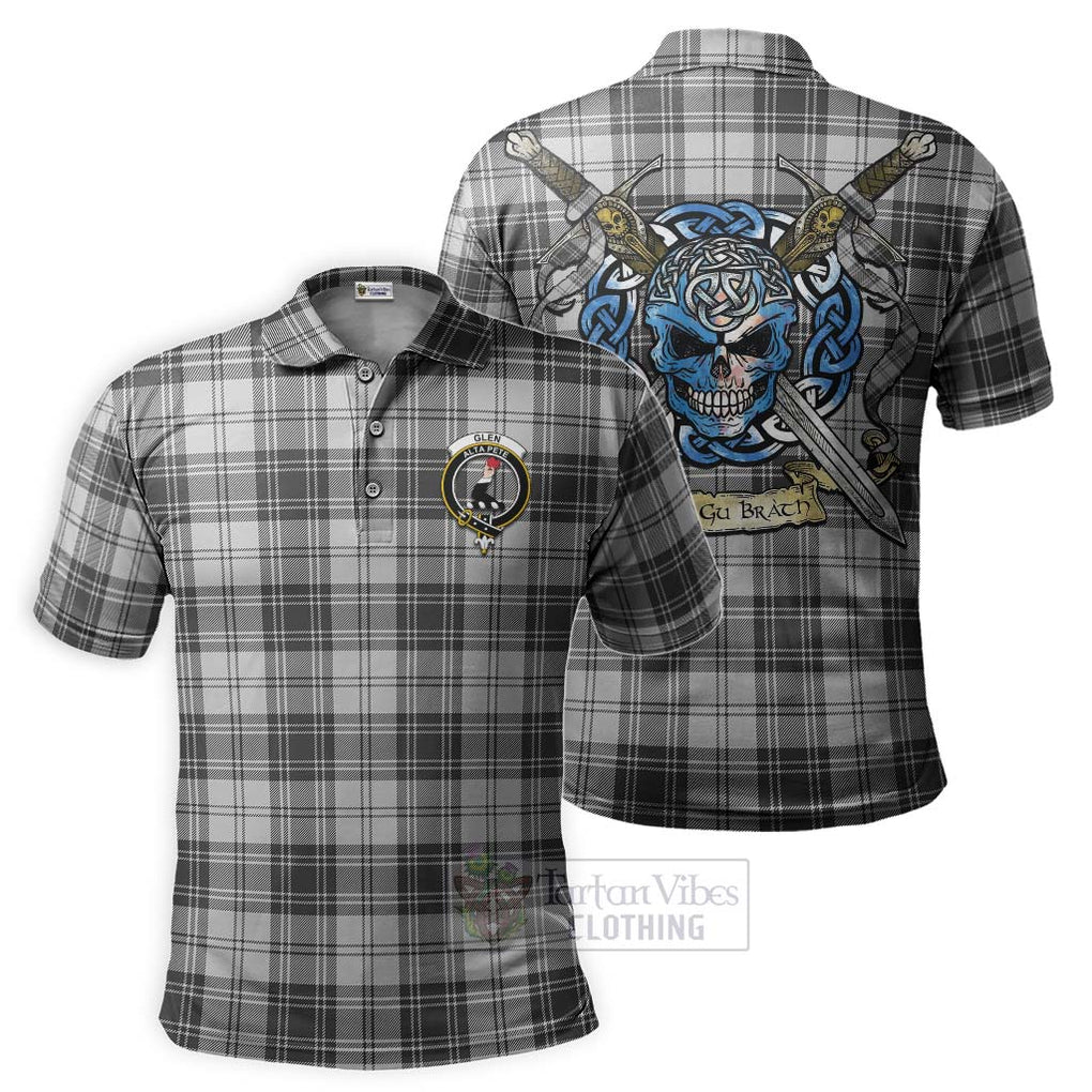 Tartan Vibes Clothing Glen Tartan Polo Shirt with Family Crest Celtic Skull Style