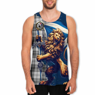 Glen Tartan Family Crest Men's Tank Top with Scottish Majestic Lion