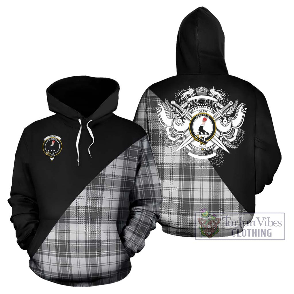 Glen Tartan Hoodie with Family Crest and Military Logo Style Zip Hoodie - Tartanvibesclothing Shop