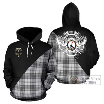 Glen Tartan Hoodie with Family Crest and Military Logo Style