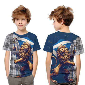 Glen Tartan Family Crest Kid T-Shirt with Scottish Majestic Lion