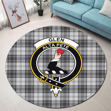 Glen Tartan Round Rug with Family Crest