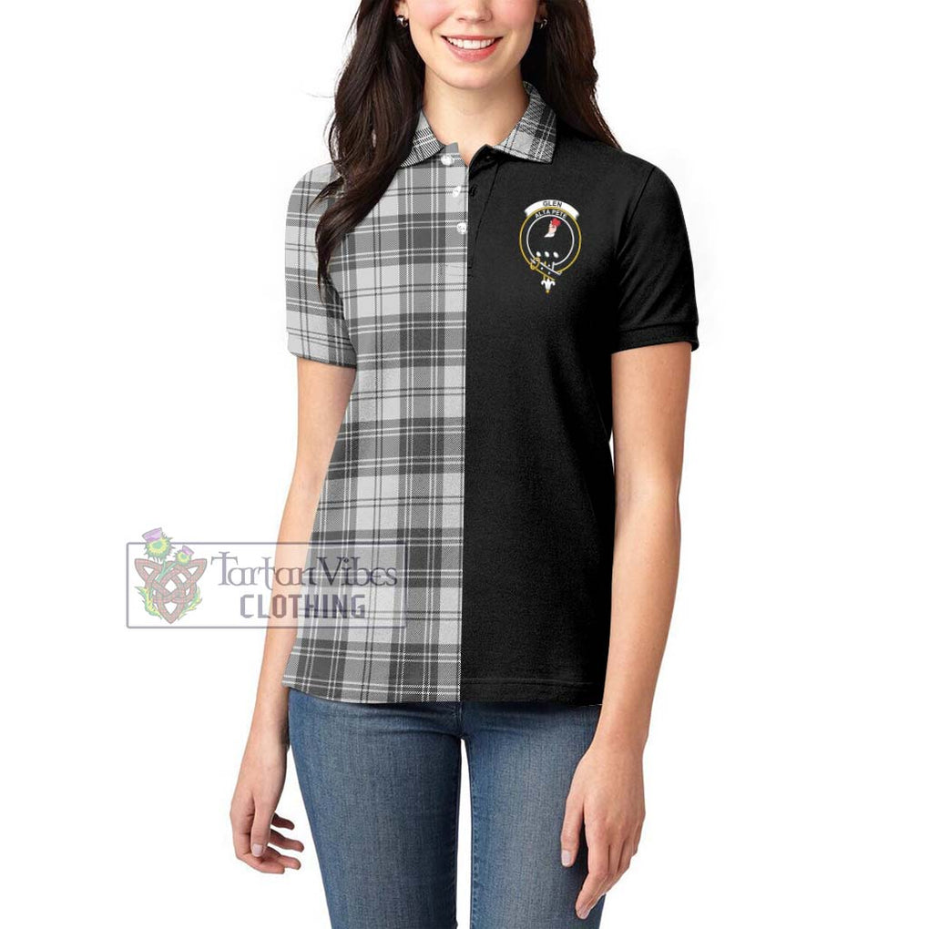 Glen Tartan Women's Polo Shirt with Family Crest and Half Of Me Style - Tartanvibesclothing Shop