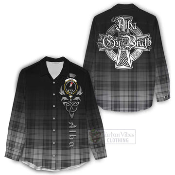 Glen Tartan Women's Casual Shirt Featuring Alba Gu Brath Family Crest Celtic Inspired