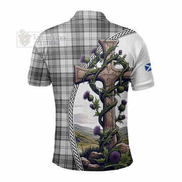 Glen Tartan Polo Shirt with Family Crest and St. Andrew's Cross Accented by Thistle Vines