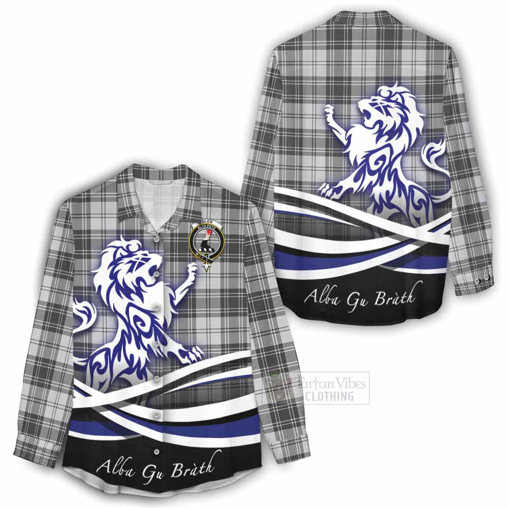 Tartan Vibes Clothing Glen Tartan Women's Casual Shirt with Alba Gu Brath Regal Lion Emblem