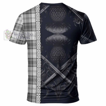 Glen Tartan T-Shirt with Family Crest Cross Sword Thistle Celtic Vibes