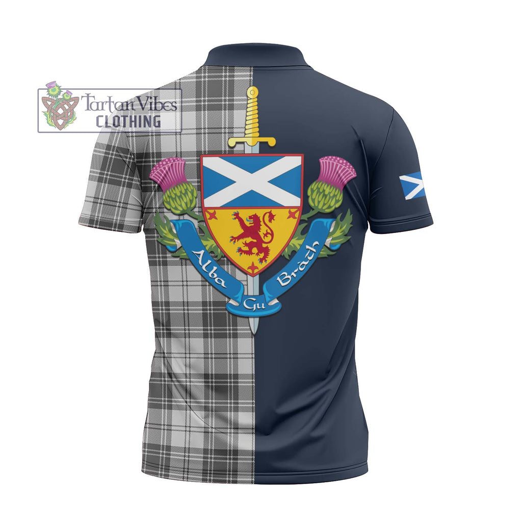 Tartan Vibes Clothing Glen Tartan Zipper Polo Shirt with Scottish Lion Royal Arm Half Style