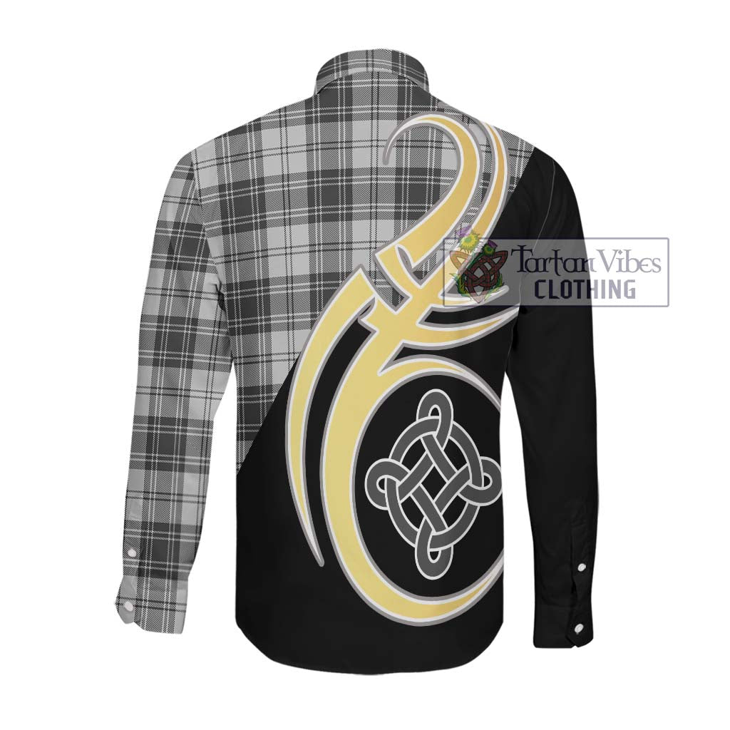 Glen Tartan Long Sleeve Button Shirt with Family Crest and Celtic Symbol Style Men's Shirt - Tartan Vibes Clothing